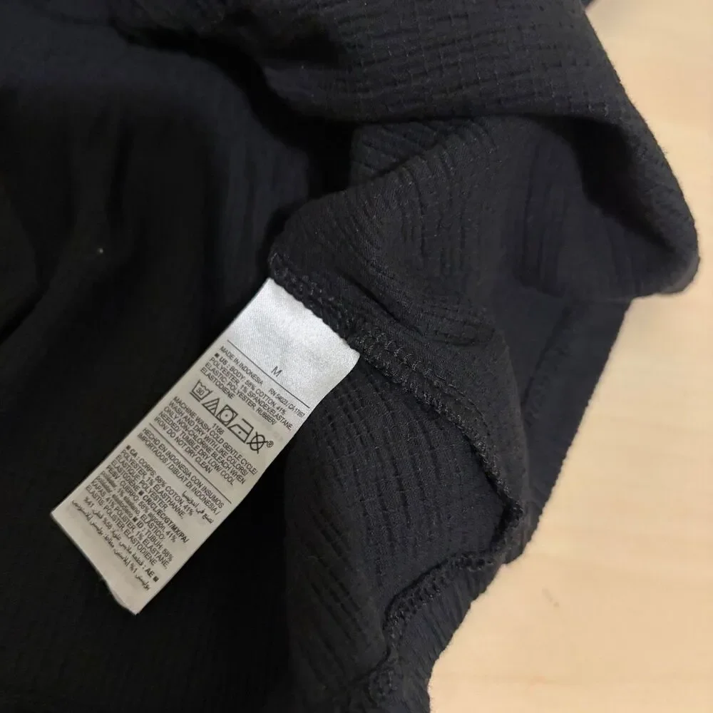 Old Navy Blouse Women's Medium Black Puff Sleeve Round Neck Smocked Top Shirt